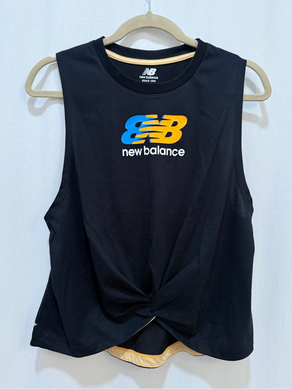 New Balance Black Muscle Tee with Blue and Yellow Logo